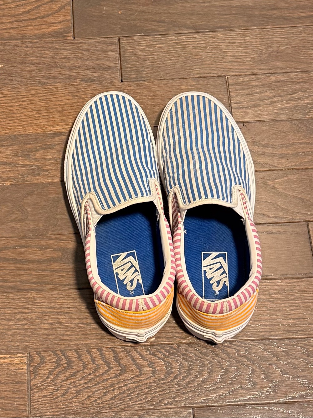 Vans Slip-On Striped Canvas Sneakers - Blue, Pink & Yellow